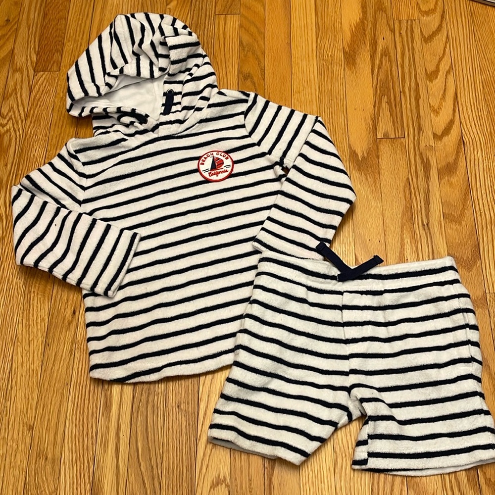 Janie & Jack Striped Nautical Terry Cloth outfit set